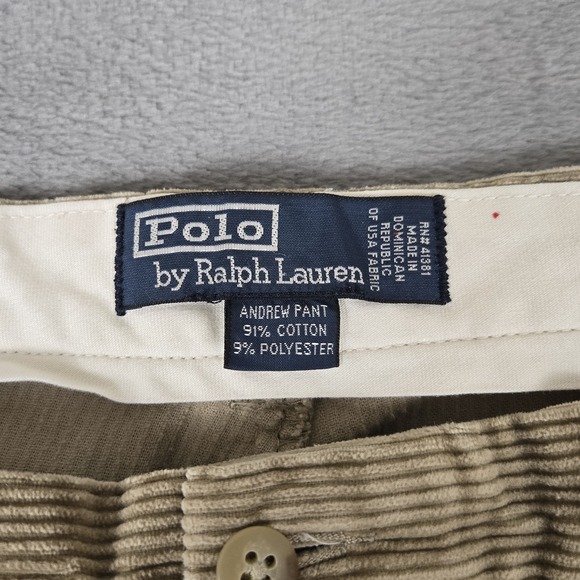 Polo Ralph Lauren Andrew Pleated Corduroy Pants Tan Khaki W38 Vintage 90s - Picture 3 of 11